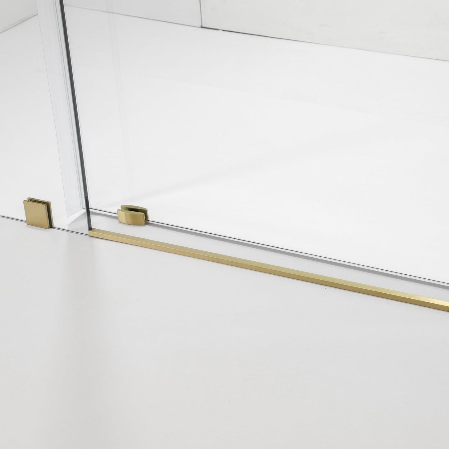 Vinnova Villena 52" x 78" Brushed Gold Single Sliding Frameless Shower Door