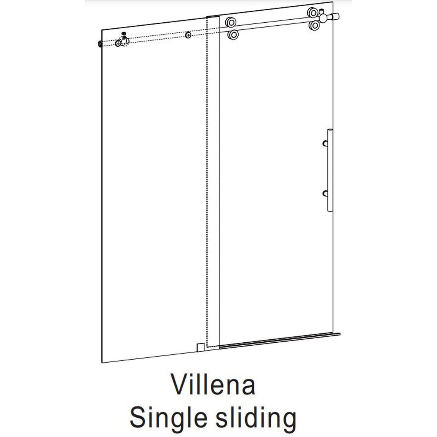 Vinnova Villena 52" x 78" Brushed Nickel Single Sliding Frameless Shower Door