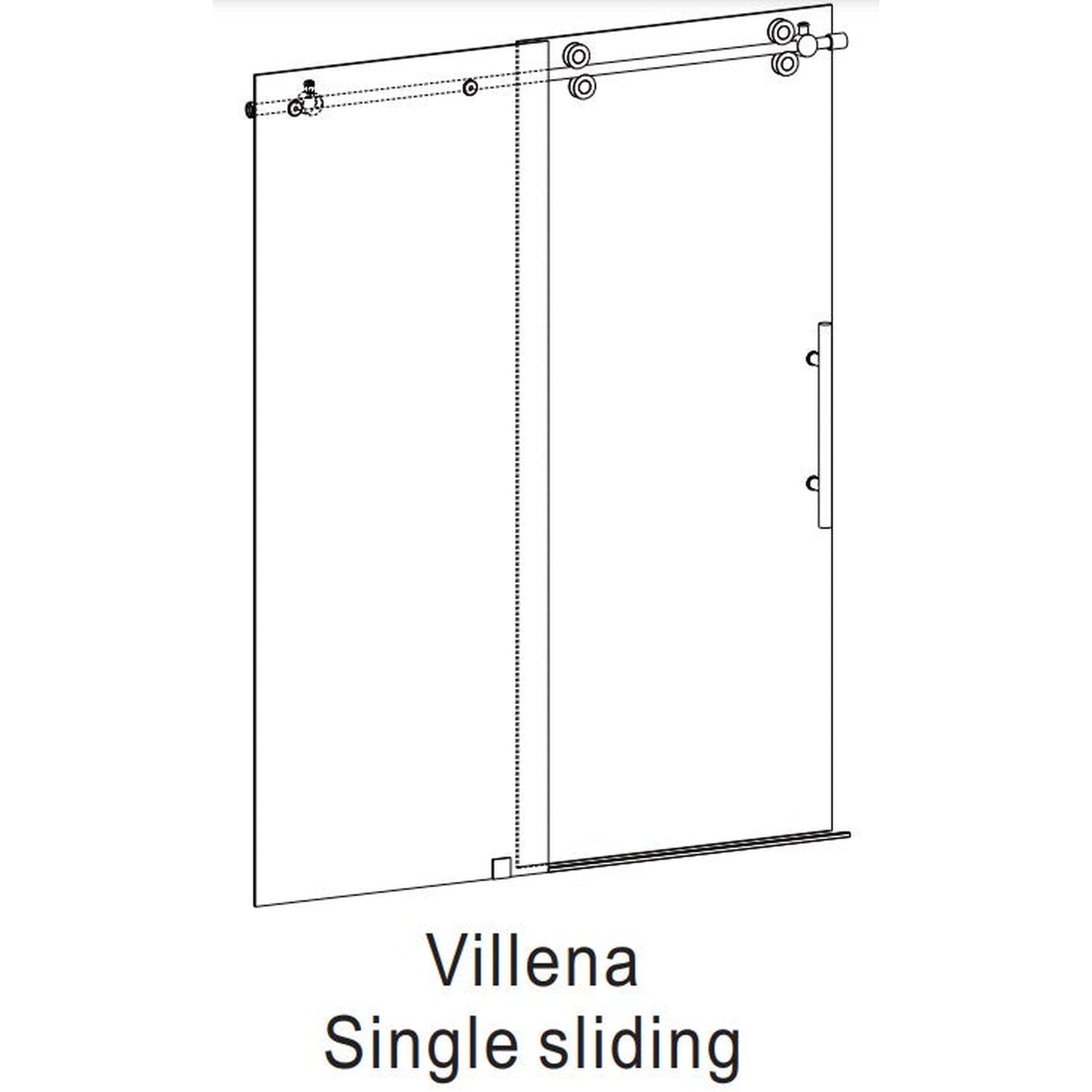 Vinnova Villena 52" x 78" Brushed Nickel Single Sliding Frameless Shower Door