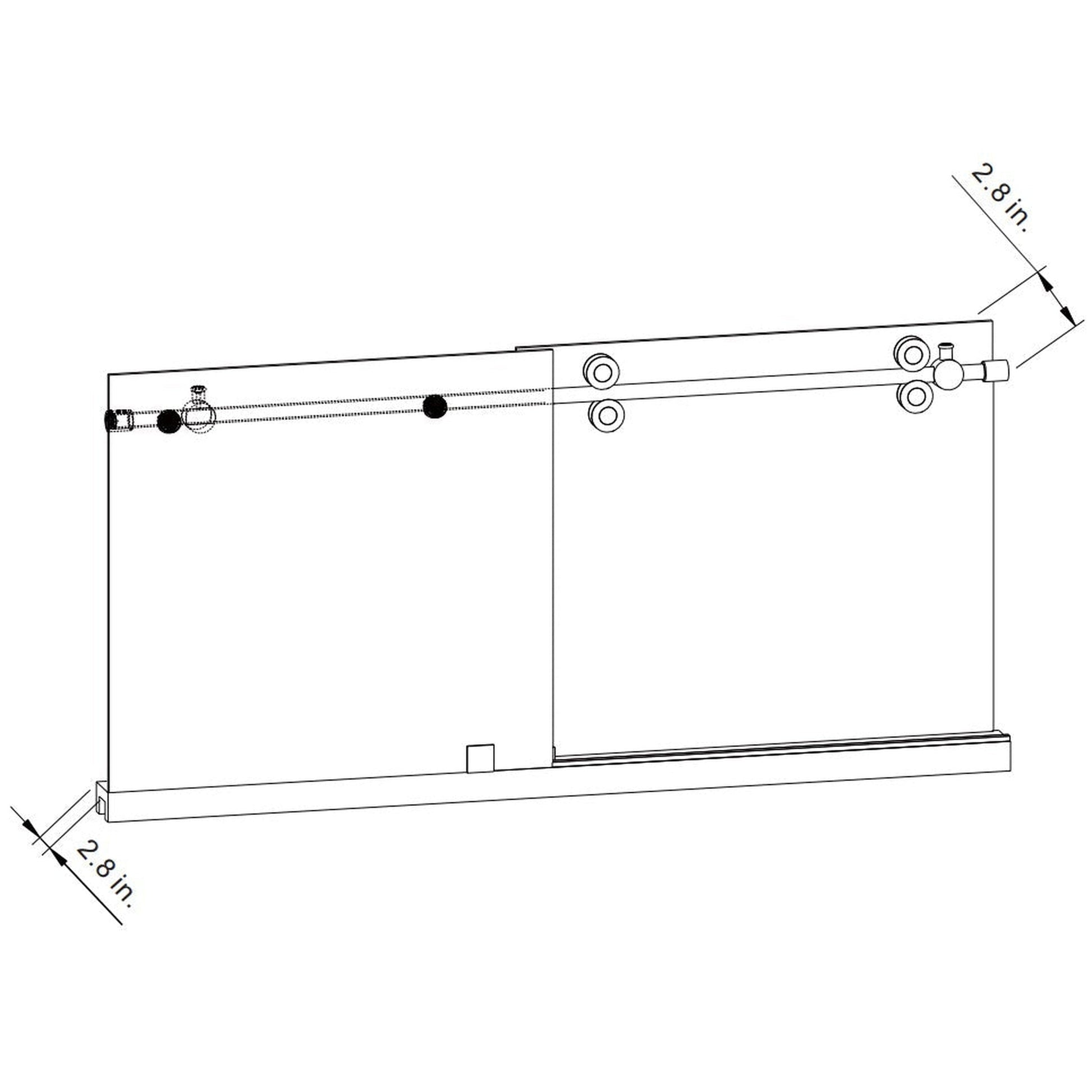 Vinnova Villena 52" x 78" Brushed Nickel Single Sliding Frameless Shower Door