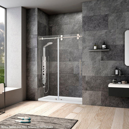 Vinnova Villena 52" x 78" Brushed Nickel Single Sliding Frameless Shower Door