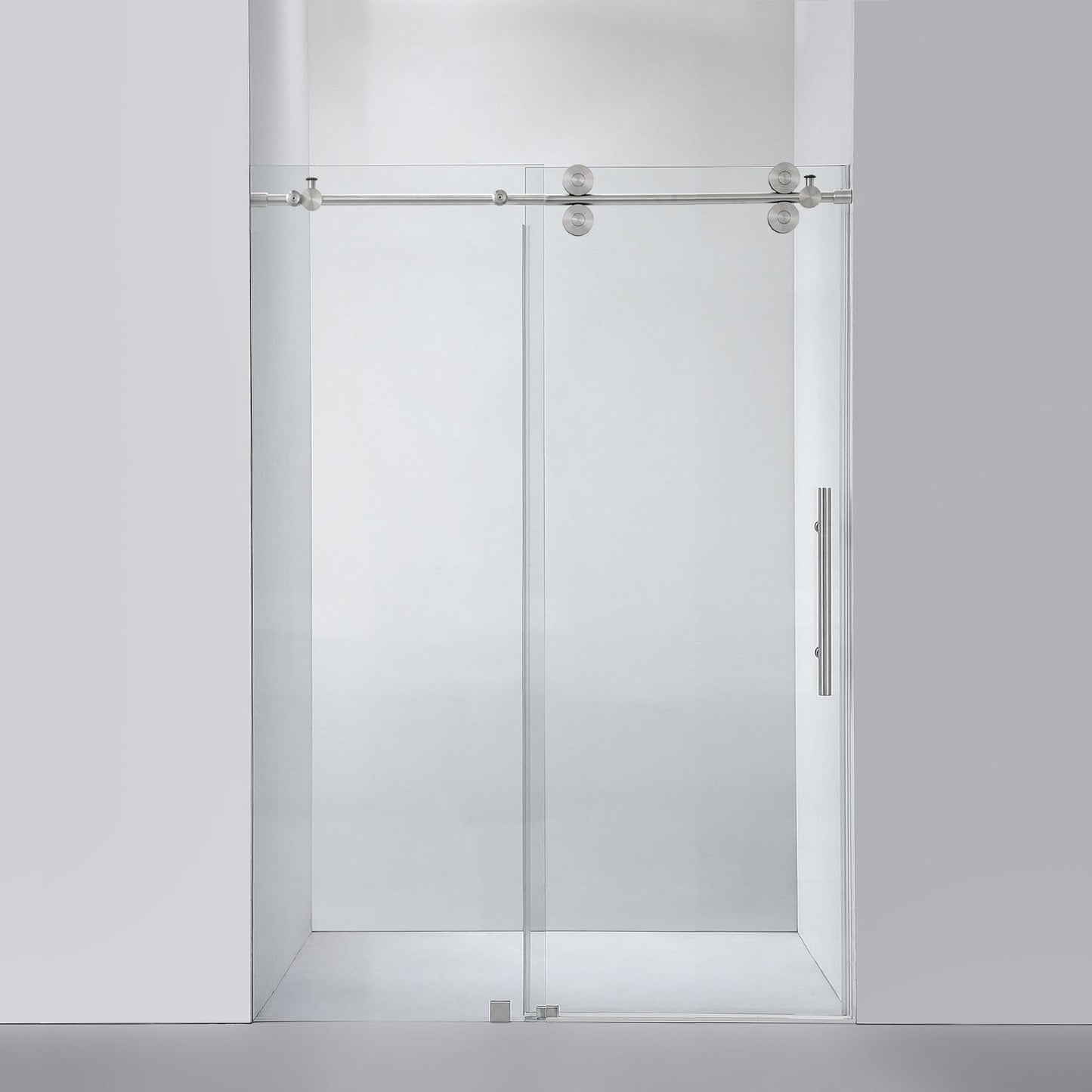 Vinnova Villena 52" x 78" Brushed Nickel Single Sliding Frameless Shower Door