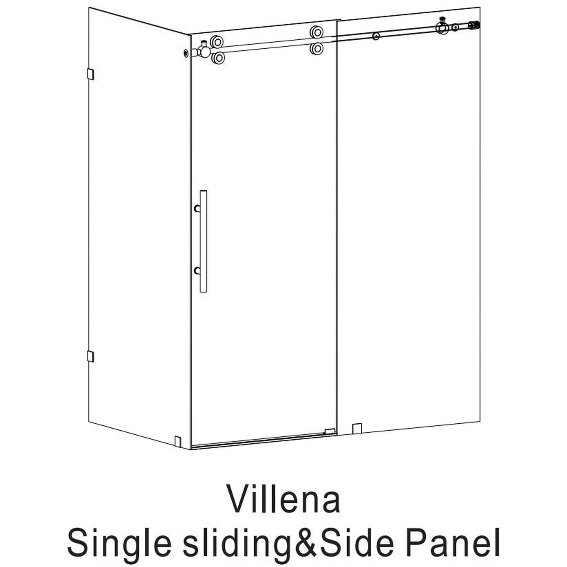Vinnova Villena 52" x 78" Matte Black Rectangle Single Sliding Frameless Shower Enclosure