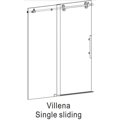 Vinnova Villena 52" x 78" Matte Black Single Sliding Frameless Shower Door