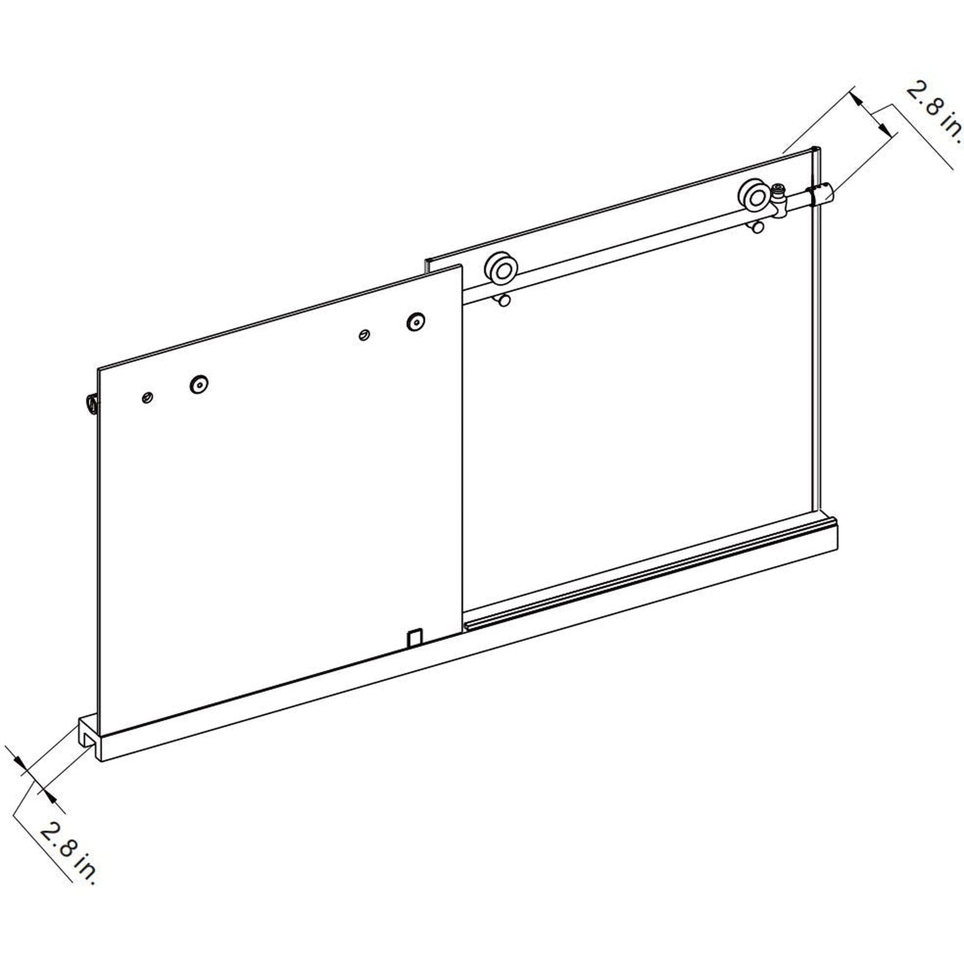 Vinnova Villena 60" x 58" Brushed Nickel Single Sliding Frameless Glass Tub Door