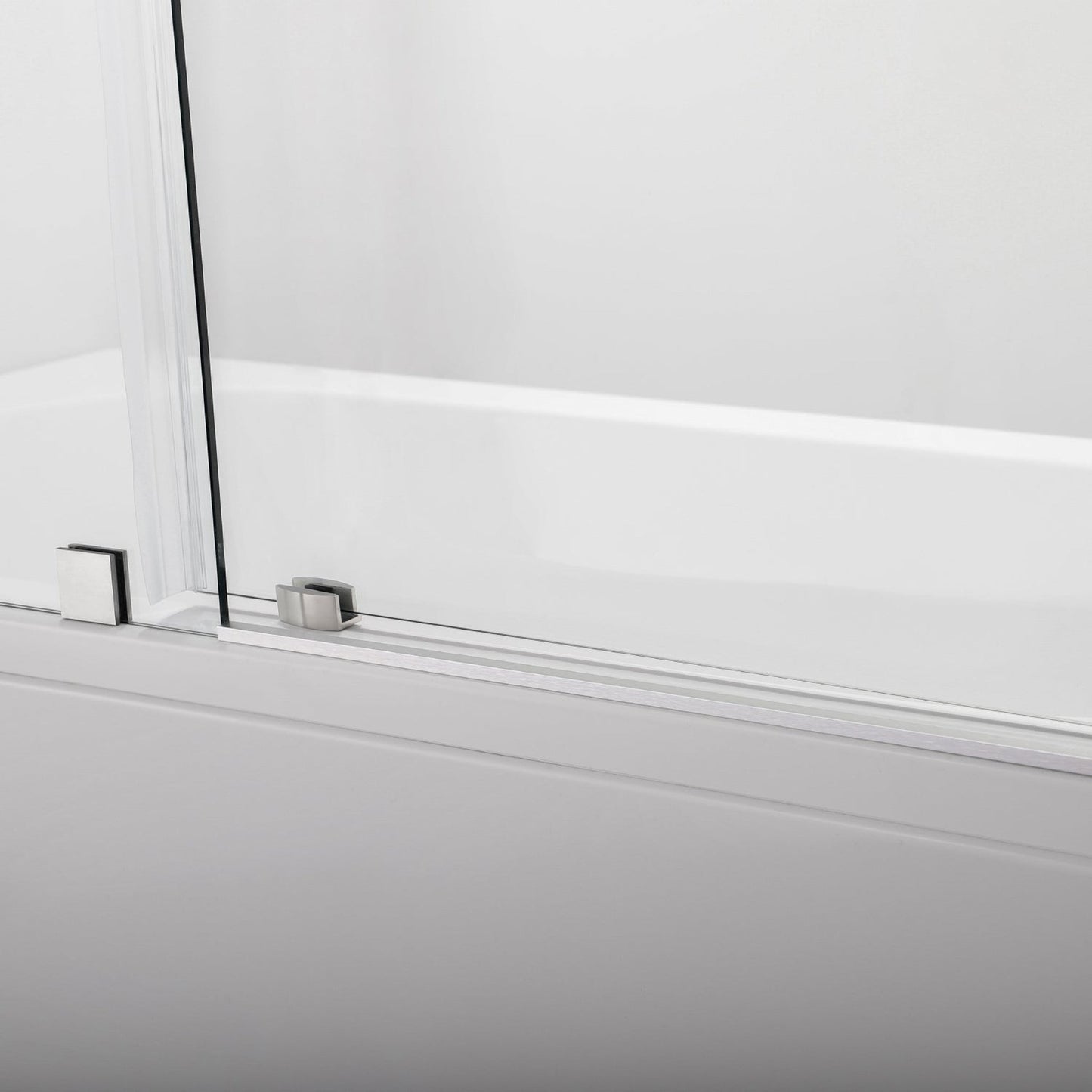Vinnova Villena 60" x 58" Brushed Nickel Single Sliding Frameless Glass Tub Door