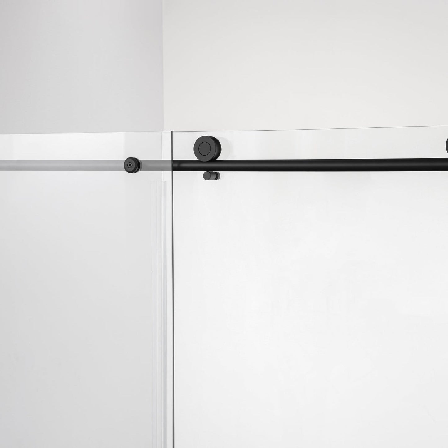 Vinnova Villena 60" x 58" Matte Black Single Sliding Frameless Glass Tub Door