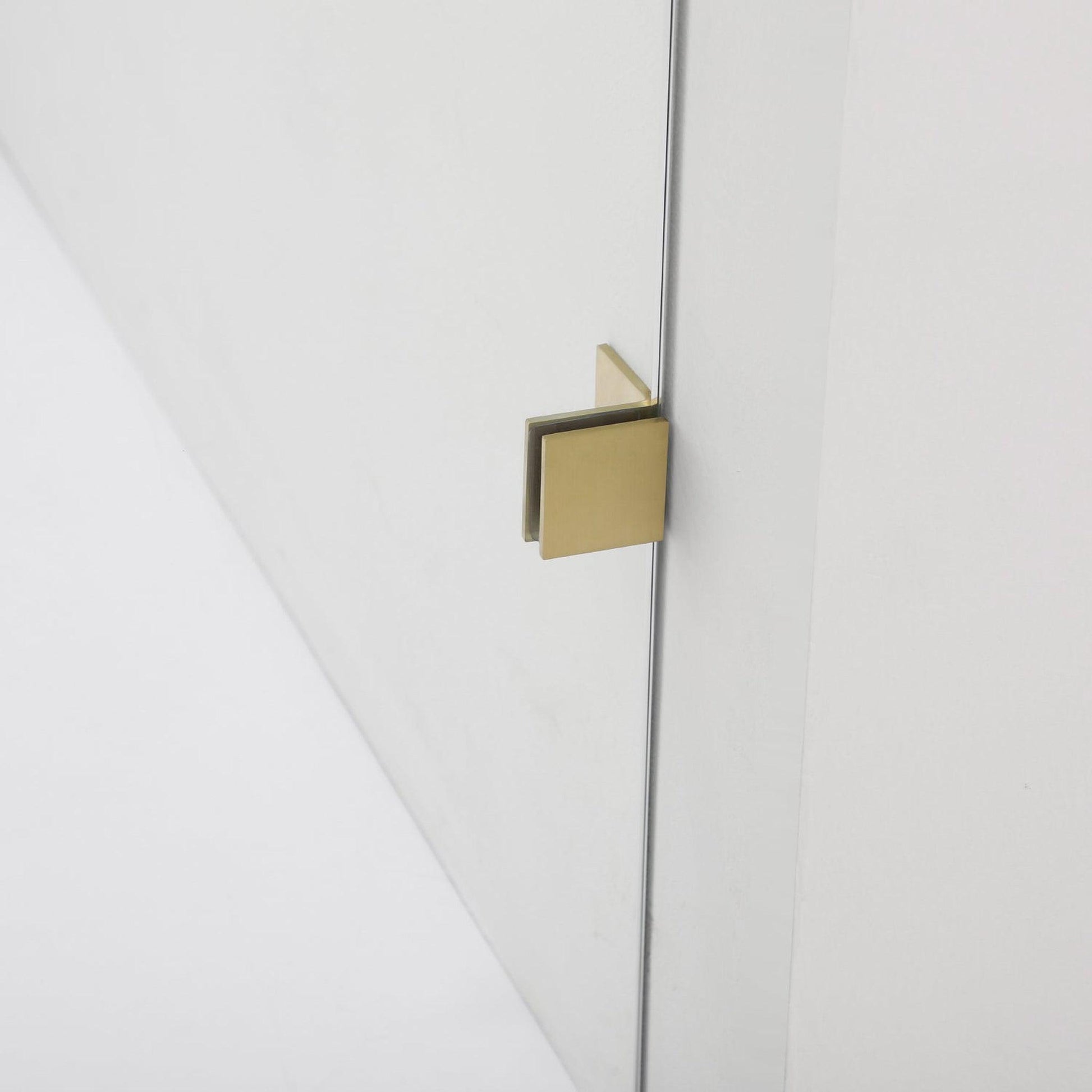 Vinnova Villena 60" x 78" Brushed Gold Rectangle Single Sliding Frameless Shower Enclosure