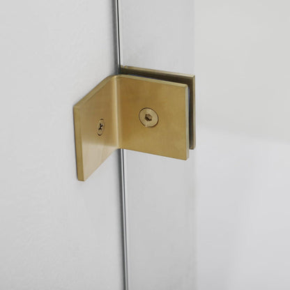 Vinnova Villena 60" x 78" Brushed Gold Rectangle Single Sliding Frameless Shower Enclosure