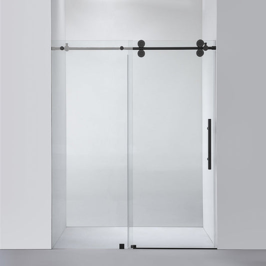 Vinnova Villena 60" x 78" Brushed Nickel Single Sliding Frameless Shower Door