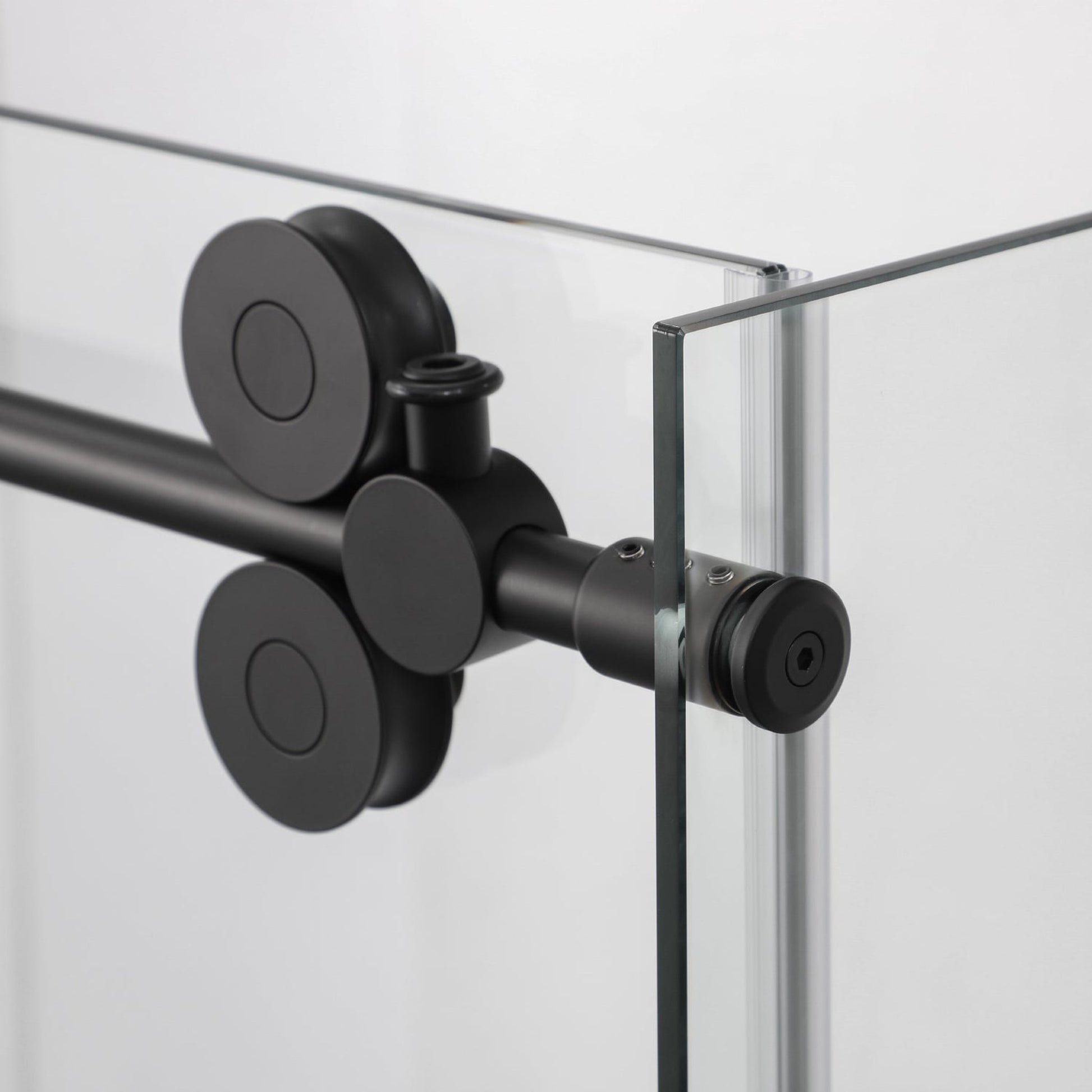 Vinnova Villena 60" x 78" Matte Black Rectangle Single Sliding Frameless Shower Enclosure