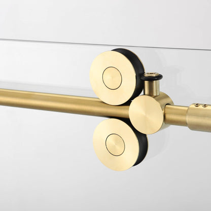 Vinnova Villena 68" x 78" Brushed Gold Single Sliding Frameless Shower Door