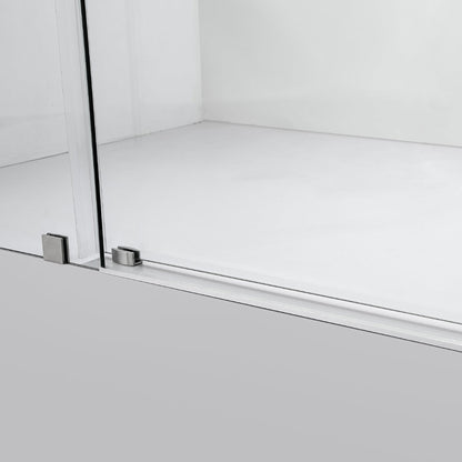 Vinnova Villena 68" x 78" Brushed Nickel Single Sliding Frameless Shower Door