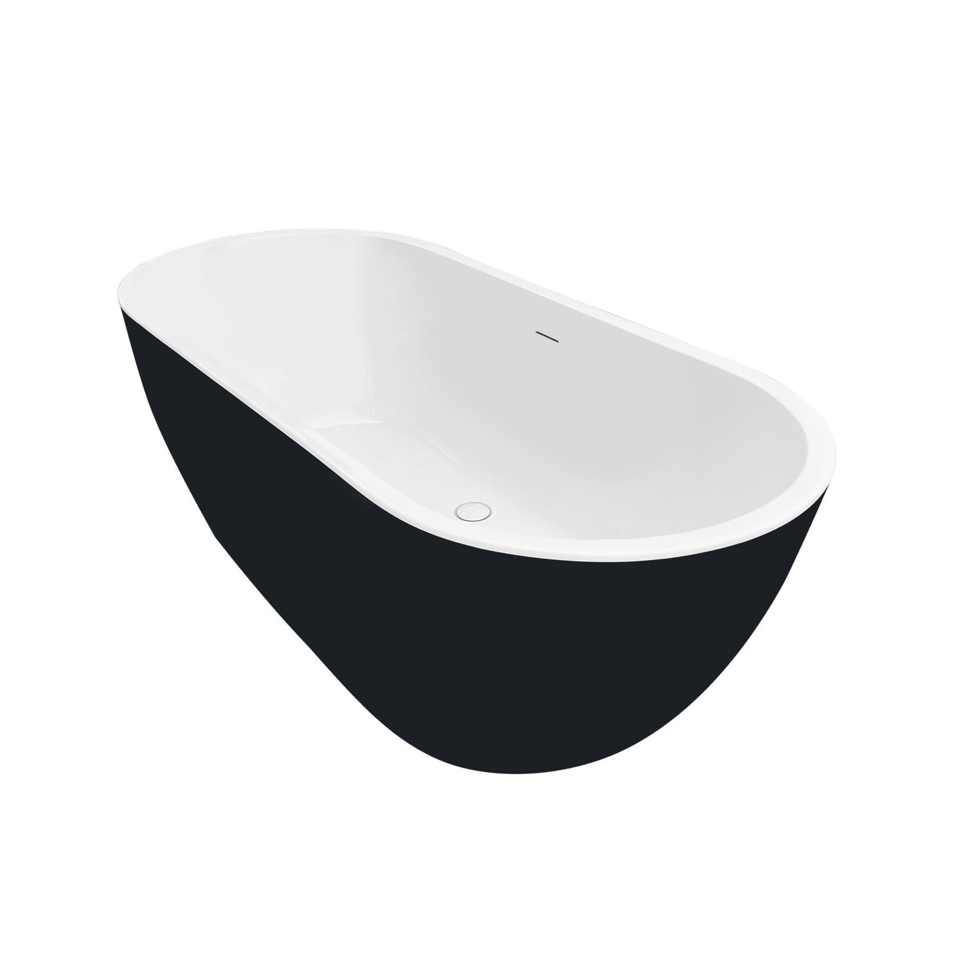 Vinnova Zamora 65" x 30" Black Oval Freestanding Soaking Acrylic Bathtub