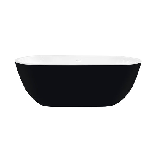 Vinnova Zamora 65" x 30" Black Oval Freestanding Soaking Acrylic Bathtub