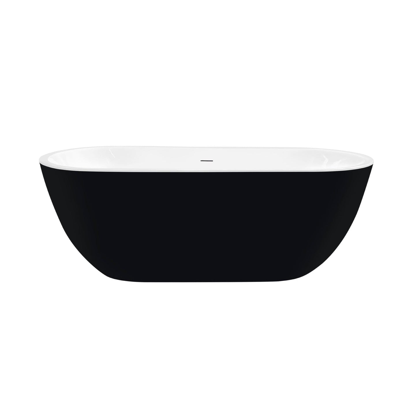 Vinnova Zamora 65" x 30" Black Oval Freestanding Soaking Acrylic Bathtub