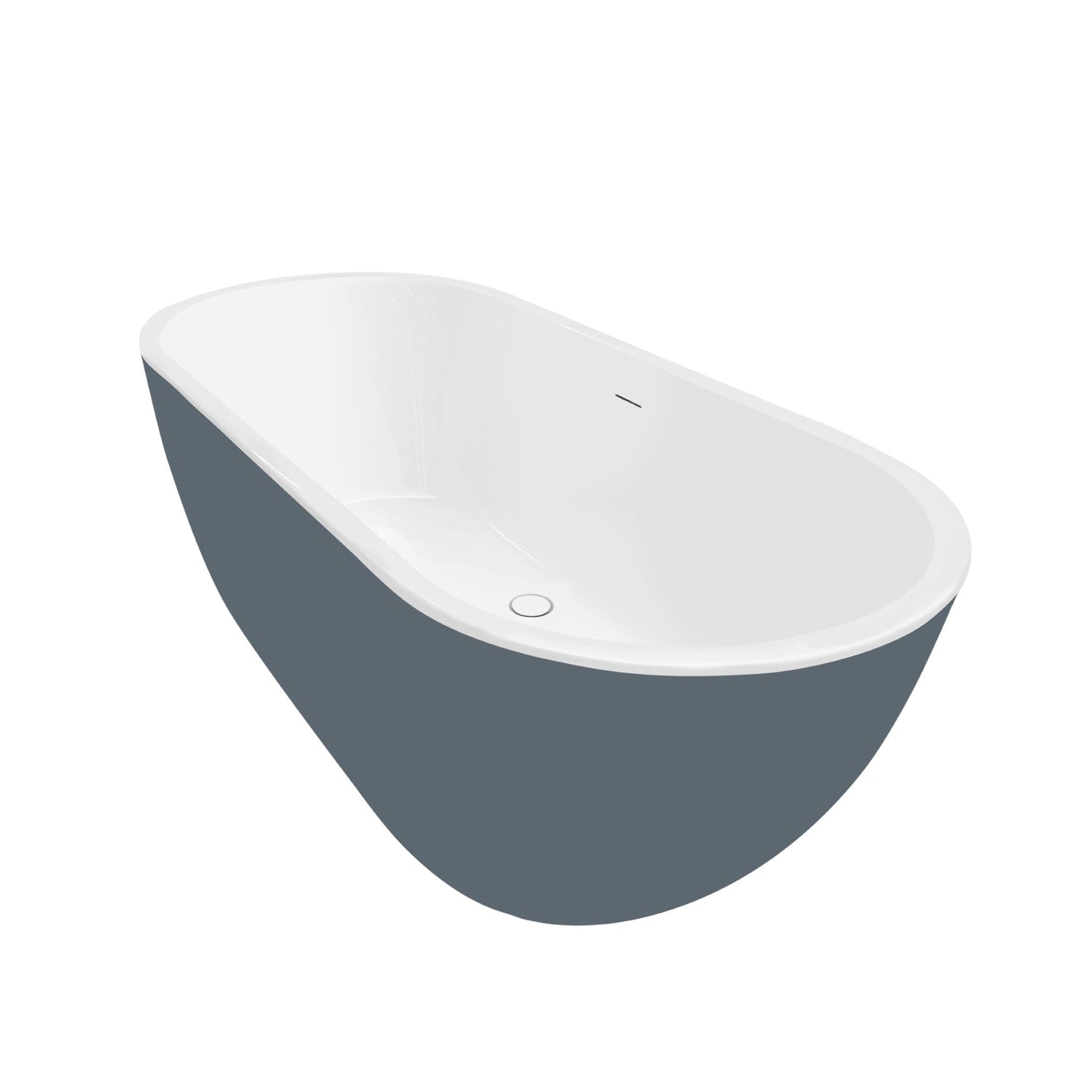 Vinnova Zamora 65" x 30" Gray Oval Freestanding Soaking Acrylic Bathtub