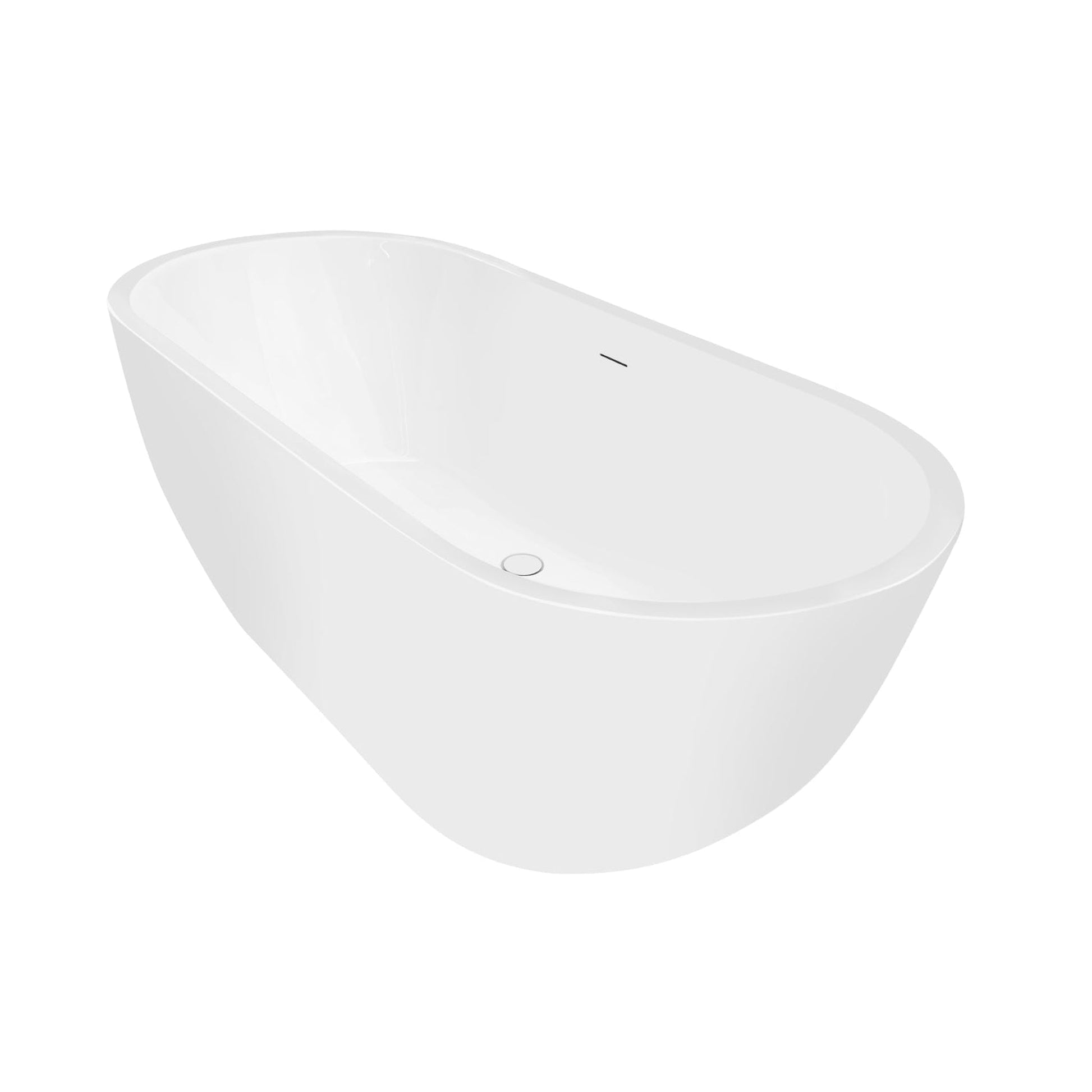 Vinnova Zamora 65" x 30" White Oval Freestanding Soaking Acrylic Bathtub