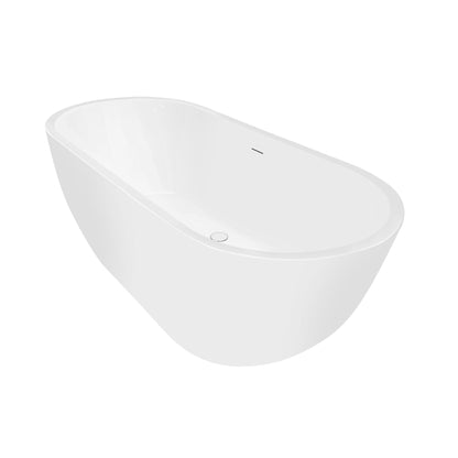 Vinnova Zamora 65" x 30" White Oval Freestanding Soaking Acrylic Bathtub