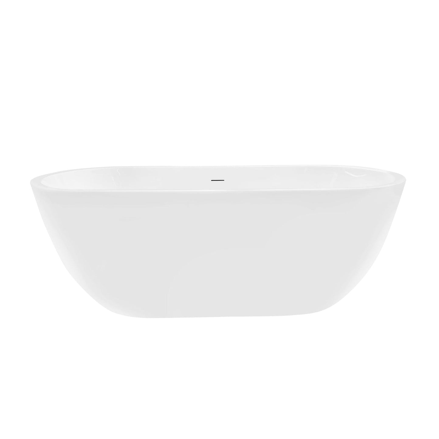 Vinnova Zamora 65" x 30" White Oval Freestanding Soaking Acrylic Bathtub