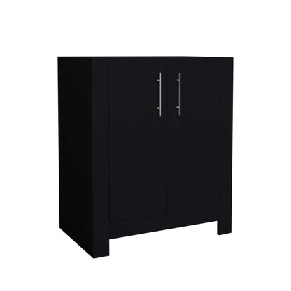 Volpa USA Austin 24" x 19" Black Modern Freestanding Bathroom Vanity With Brushed Nickel Round Handles