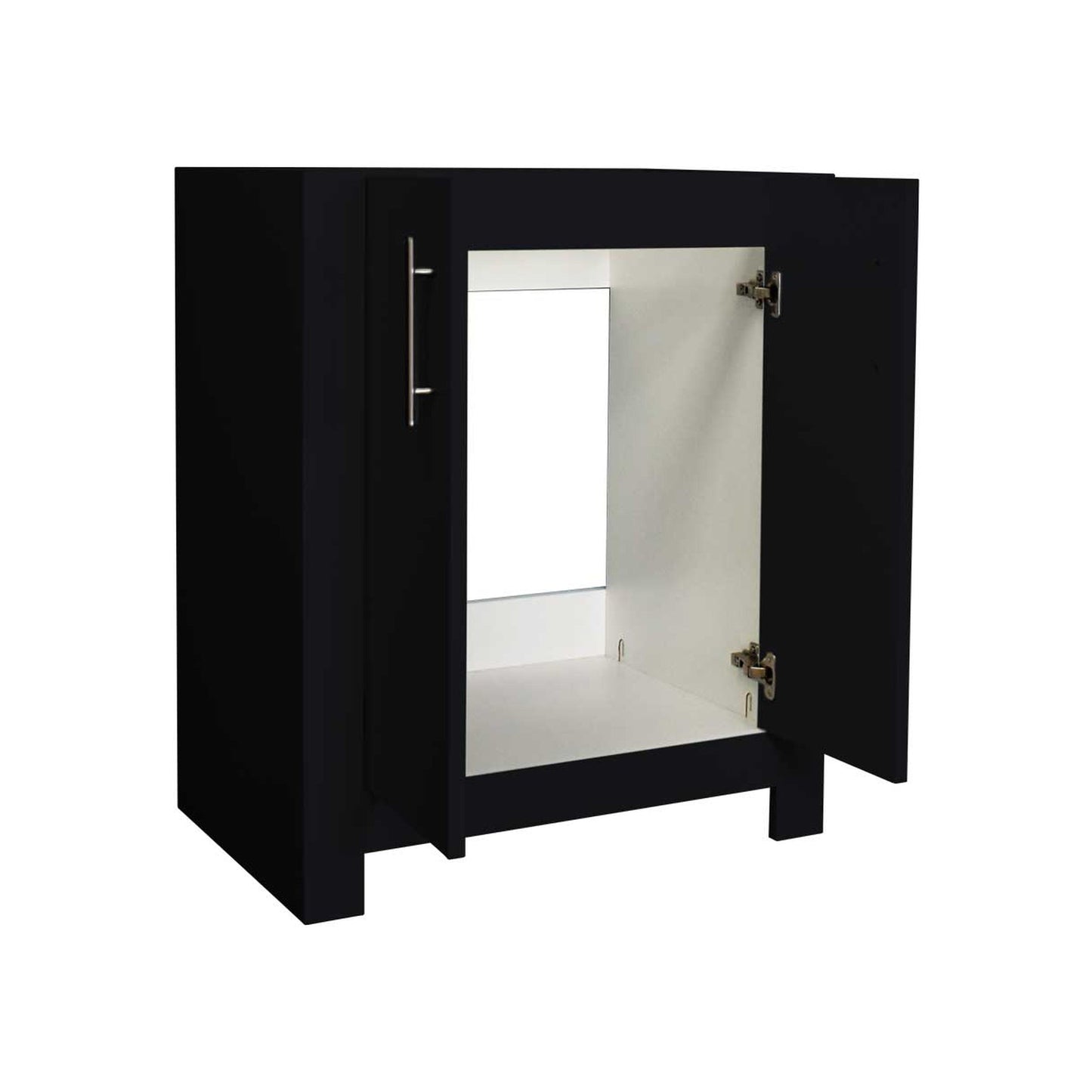 Volpa USA Austin 24" x 19" Black Modern Freestanding Bathroom Vanity With Brushed Nickel Round Handles