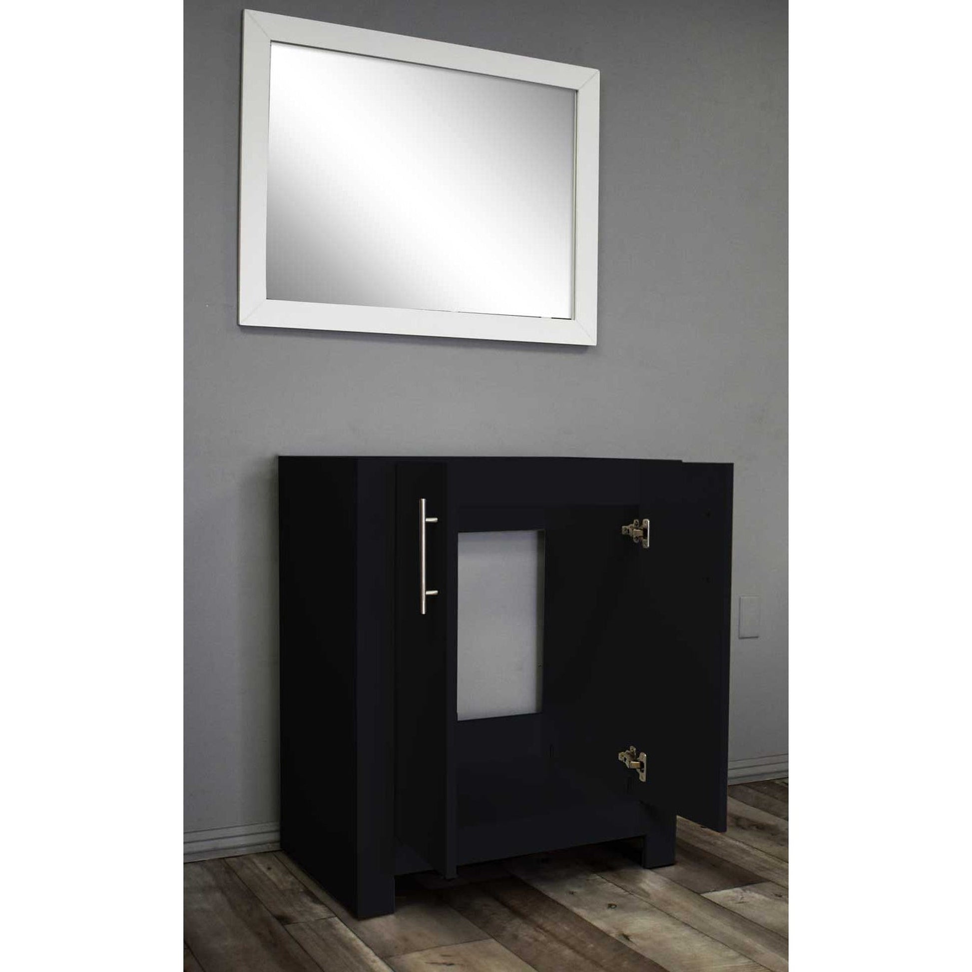 Volpa USA Austin 24" x 19" Black Modern Freestanding Bathroom Vanity With Brushed Nickel Round Handles