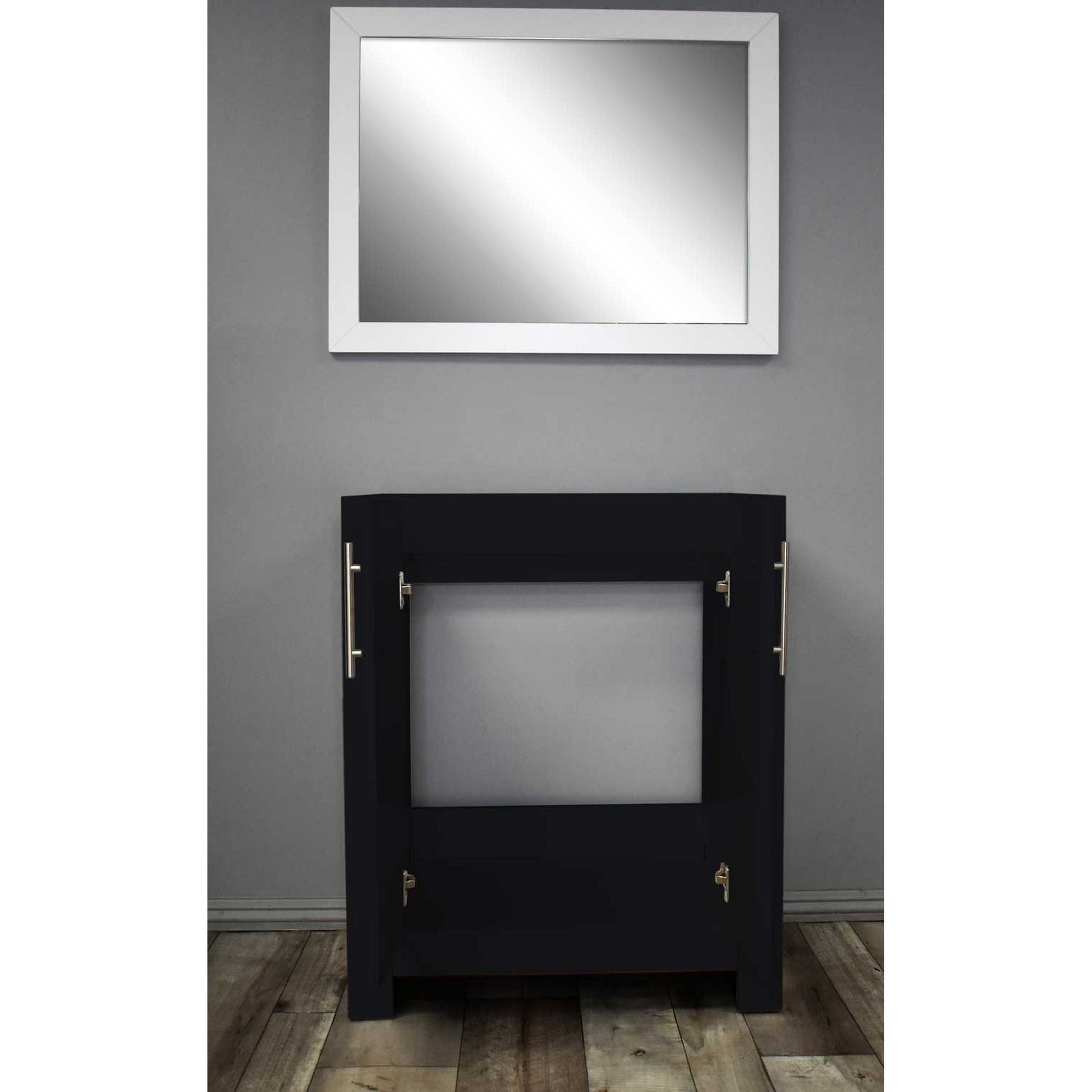 Volpa USA Austin 24" x 19" Black Modern Freestanding Bathroom Vanity With Brushed Nickel Round Handles