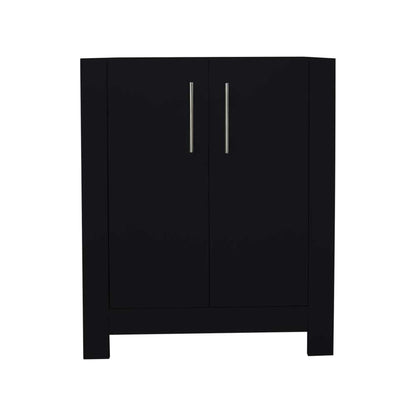 Volpa USA Austin 24" x 19" Black Modern Freestanding Bathroom Vanity With Brushed Nickel Round Handles