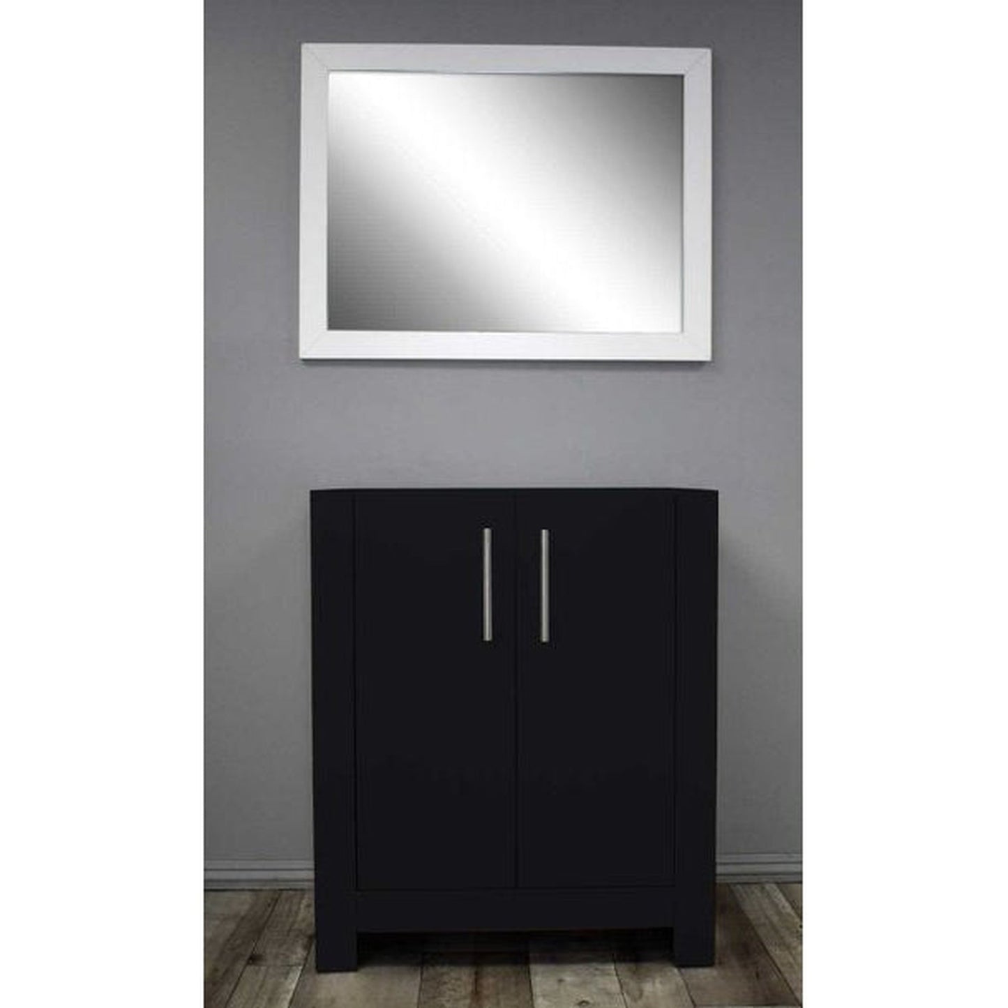 Volpa USA Austin 24" x 19" Glossy Black Modern Freestanding Bathroom Vanity With Brushed Nickel Round Handles