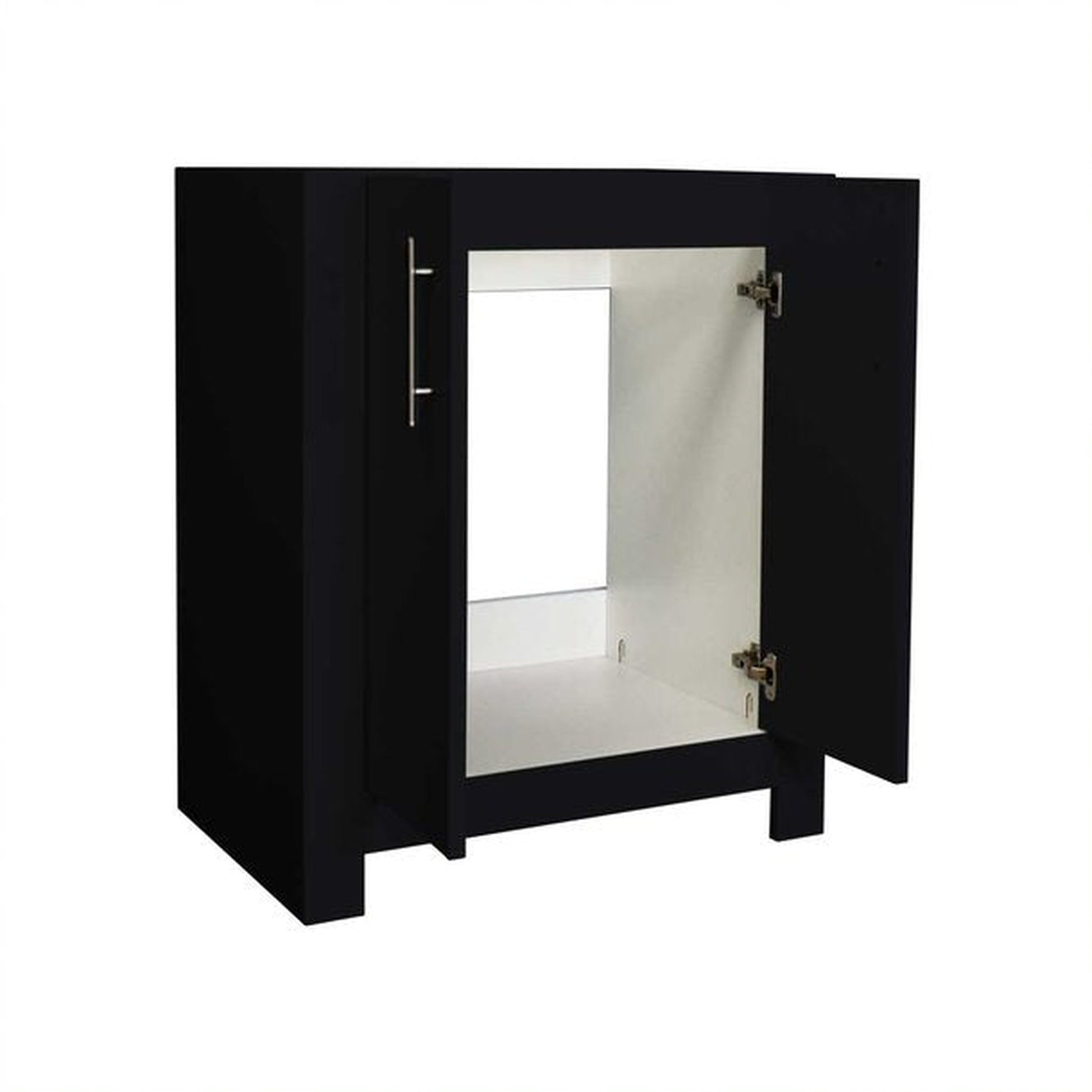 Volpa USA Austin 24" x 19" Glossy Black Modern Freestanding Bathroom Vanity With Brushed Nickel Round Handles