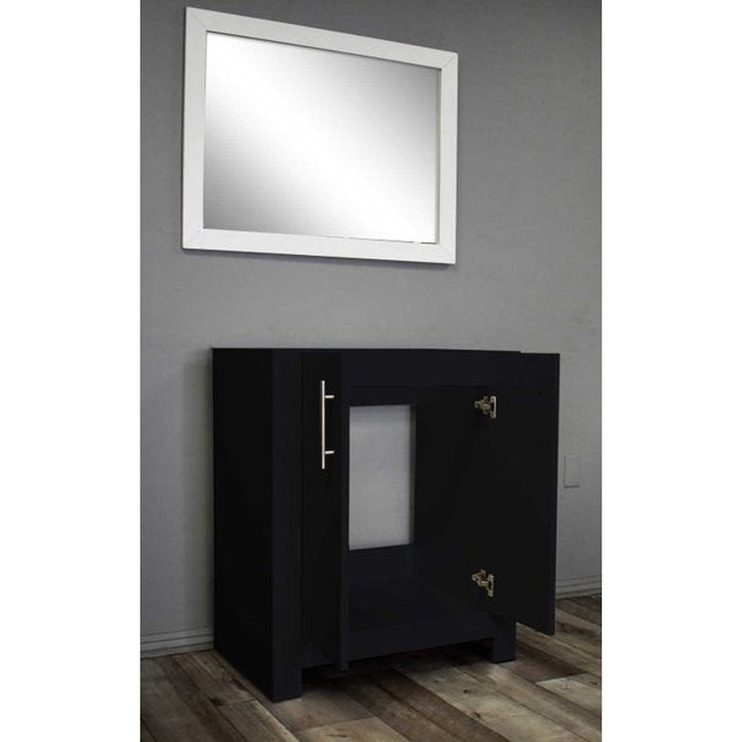 Volpa USA Austin 24" x 19" Glossy Black Modern Freestanding Bathroom Vanity With Brushed Nickel Round Handles