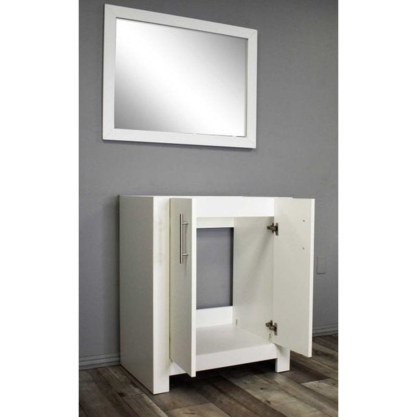 Volpa USA Austin 24" x 19" Glossy White Modern Freestanding Bathroom Vanity With Brushed Nickel Round Handles