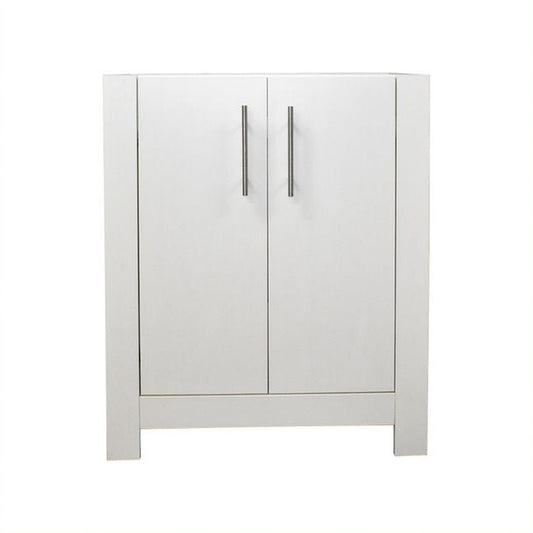 Volpa USA Austin 24" x 19" Glossy White Modern Freestanding Bathroom Vanity With Brushed Nickel Round Handles