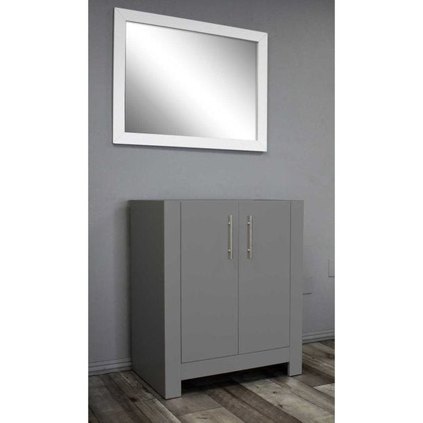 Volpa USA Austin 24" x 19" Gray Modern Freestanding Bathroom Vanity With Brushed Nickel Round Handles