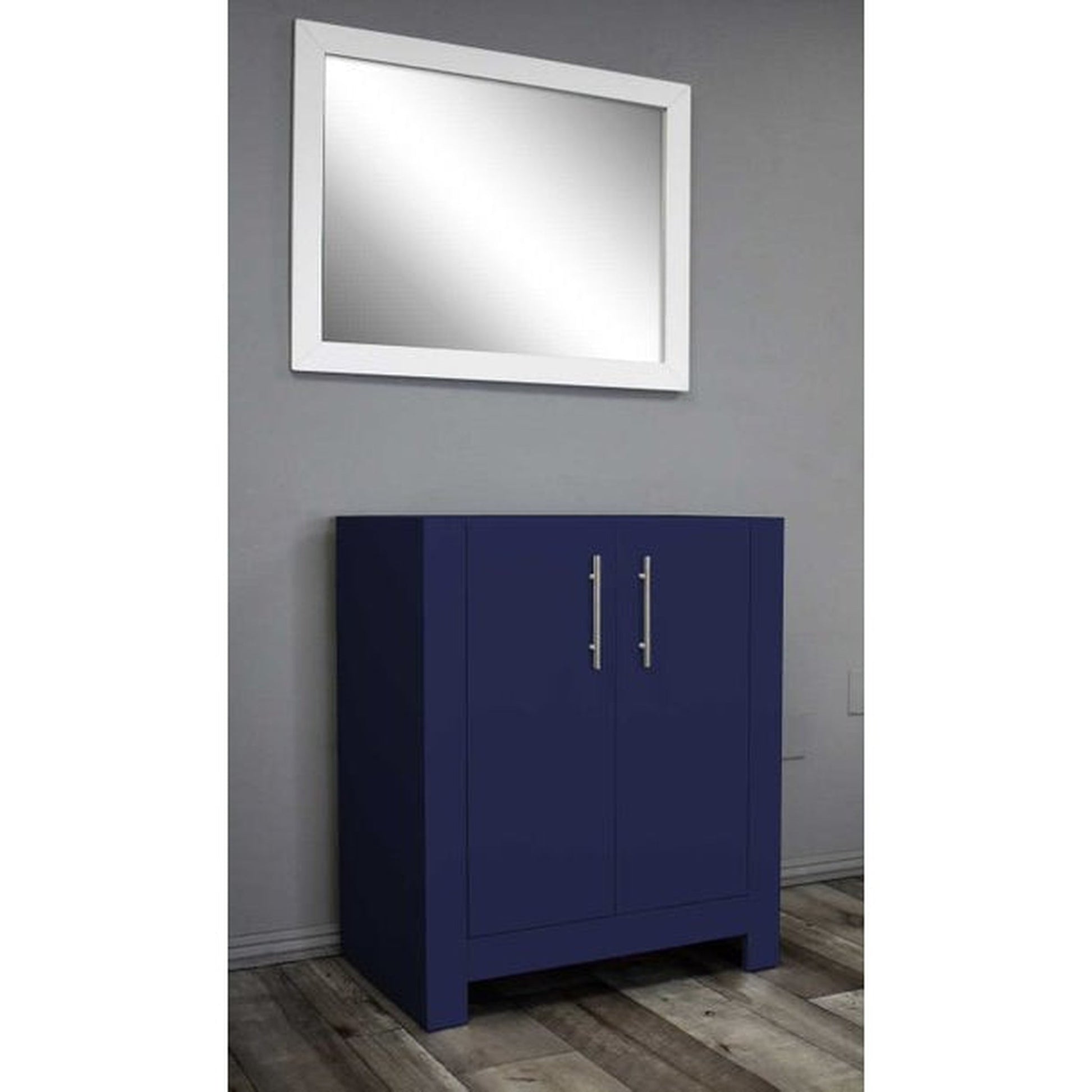 Volpa USA Austin 24" x 19" Navy Modern Freestanding Bathroom Vanity With Brushed Nickel Round Handles