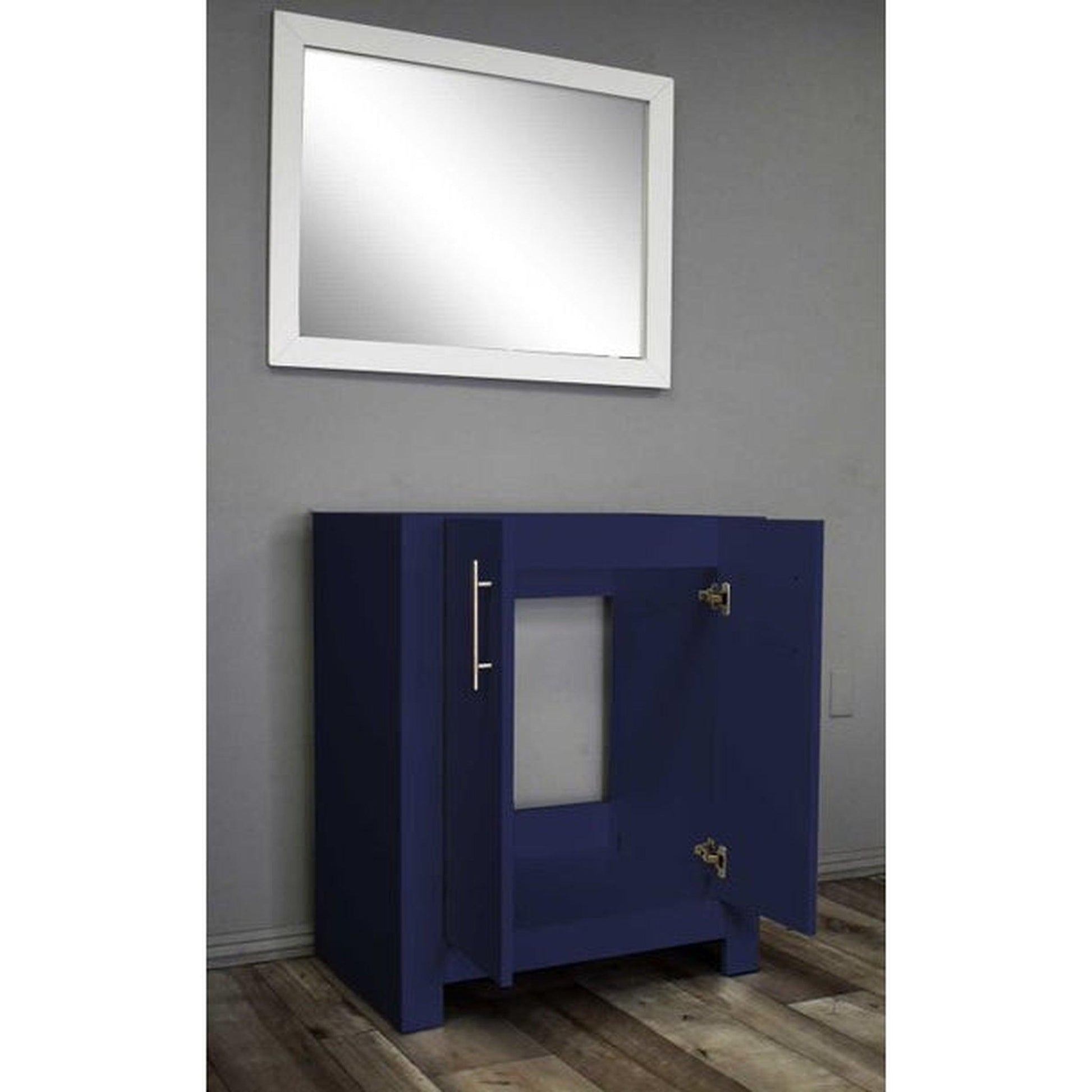 Volpa USA Austin 24" x 19" Navy Modern Freestanding Bathroom Vanity With Brushed Nickel Round Handles