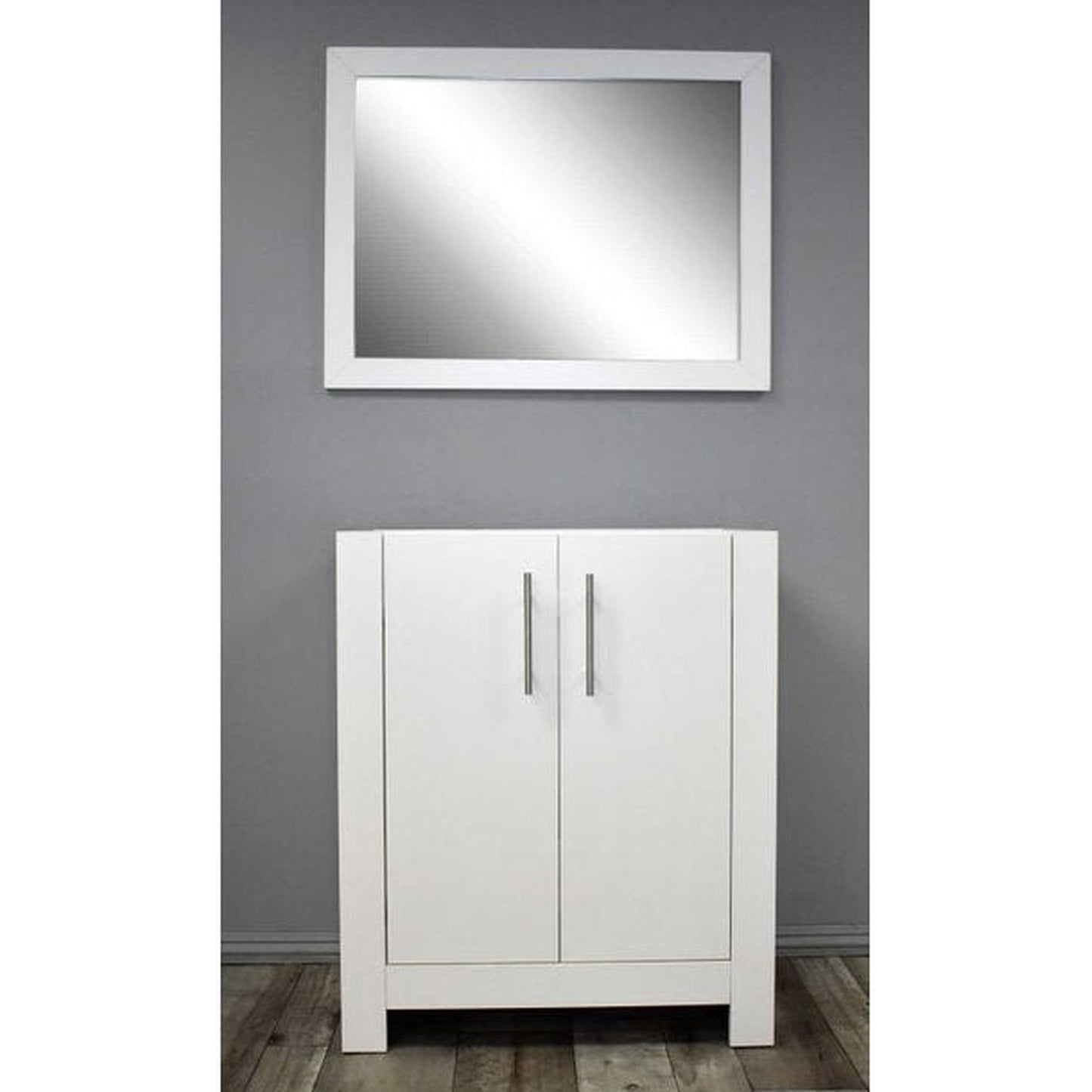 Volpa USA Austin 24" x 19" White Modern Freestanding Bathroom Vanity With Brushed Nickel Round Handles