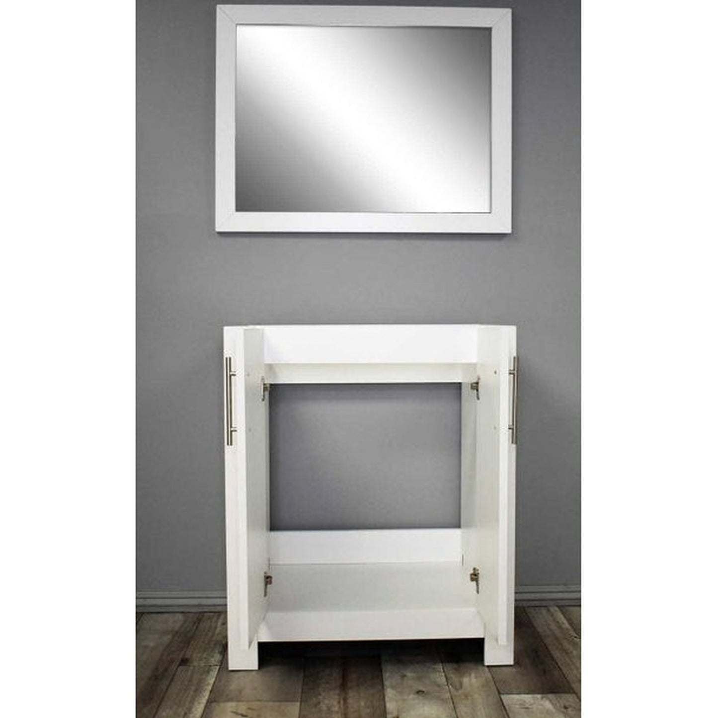 Volpa USA Austin 24" x 19" White Modern Freestanding Bathroom Vanity With Brushed Nickel Round Handles