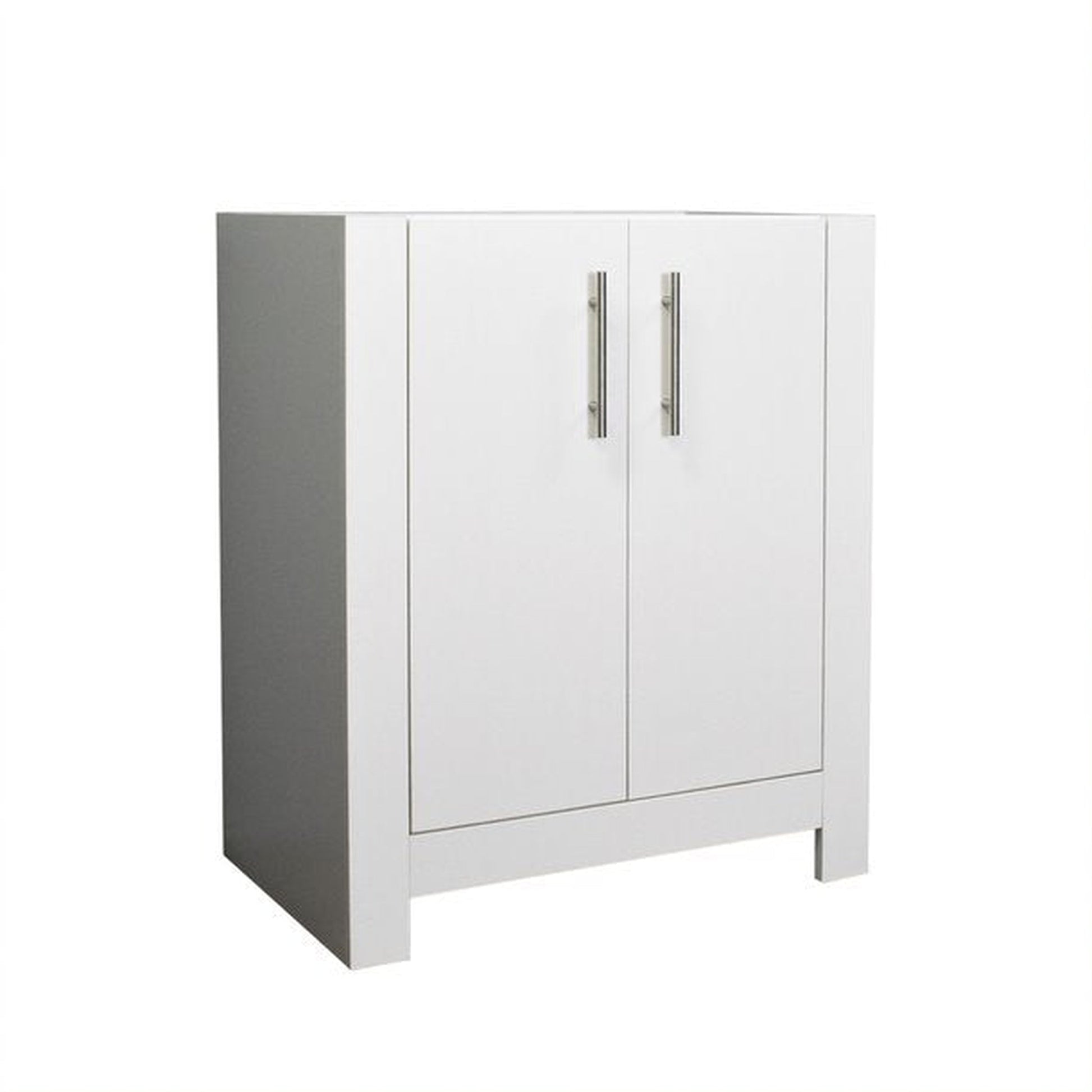 Volpa USA Austin 24" x 19" White Modern Freestanding Bathroom Vanity With Brushed Nickel Round Handles