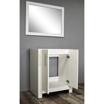 Volpa USA Austin 24" x 19" White Modern Freestanding Bathroom Vanity With Brushed Nickel Round Handles