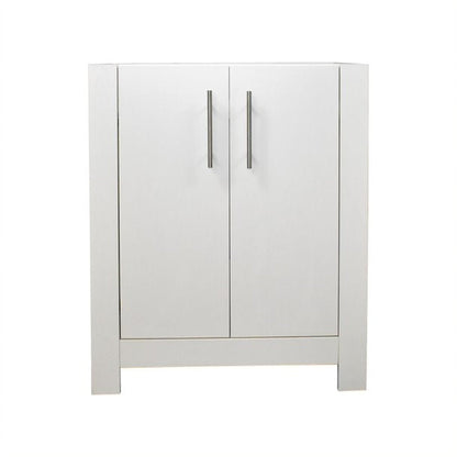 Volpa USA Austin 24" x 19" White Modern Freestanding Bathroom Vanity With Brushed Nickel Round Handles