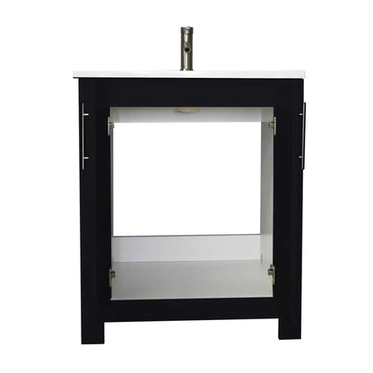 Volpa USA Austin 24" x 20" Black Modern Freestanding Bathroom Vanity With Acrylic Top, Integrated Acrylic Sink And Brushed Nickel Handles