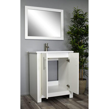 Volpa USA Austin 24" x 20" Glossy White Modern Freestanding Bathroom Vanity With Acrylic Top, Integrated Acrylic Sink And Brushed Nickel Handles