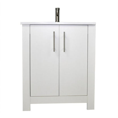 Volpa USA Austin 24" x 20" Glossy White Modern Freestanding Bathroom Vanity With Acrylic Top, Integrated Acrylic Sink And Brushed Nickel Handles