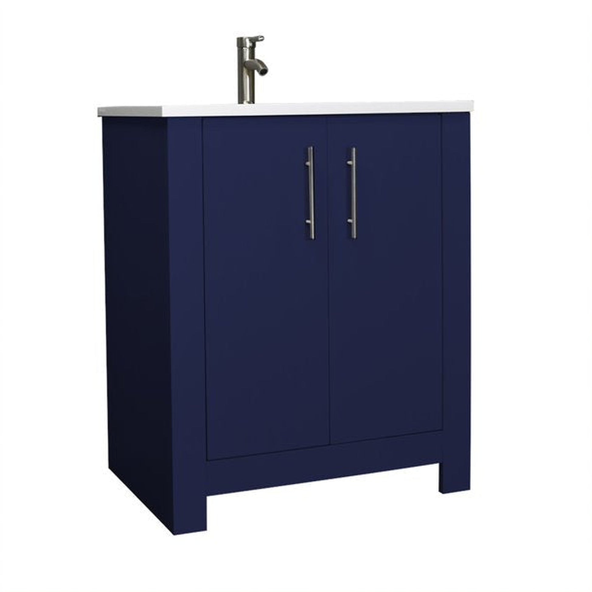 Volpa USA Austin 24" x 20" Navy Modern Freestanding Bathroom Vanity With Acrylic Top, Integrated Acrylic Sink And Brushed Nickel Handles