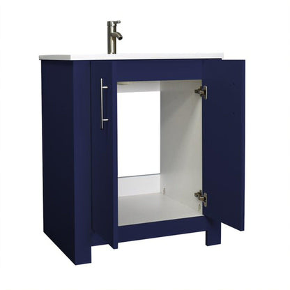 Volpa USA Austin 24" x 20" Navy Modern Freestanding Bathroom Vanity With Acrylic Top, Integrated Acrylic Sink And Brushed Nickel Handles