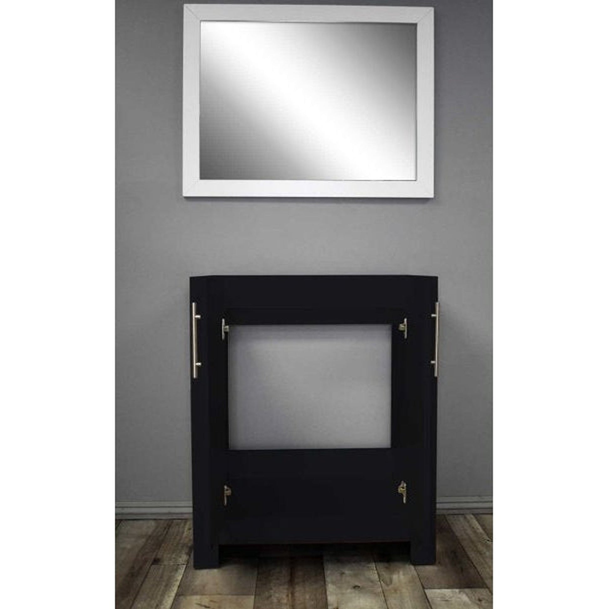 Volpa USA Austin 30" x 19" Glossy Black Modern Freestanding Bathroom Vanity With Brushed Nickel Round Handles