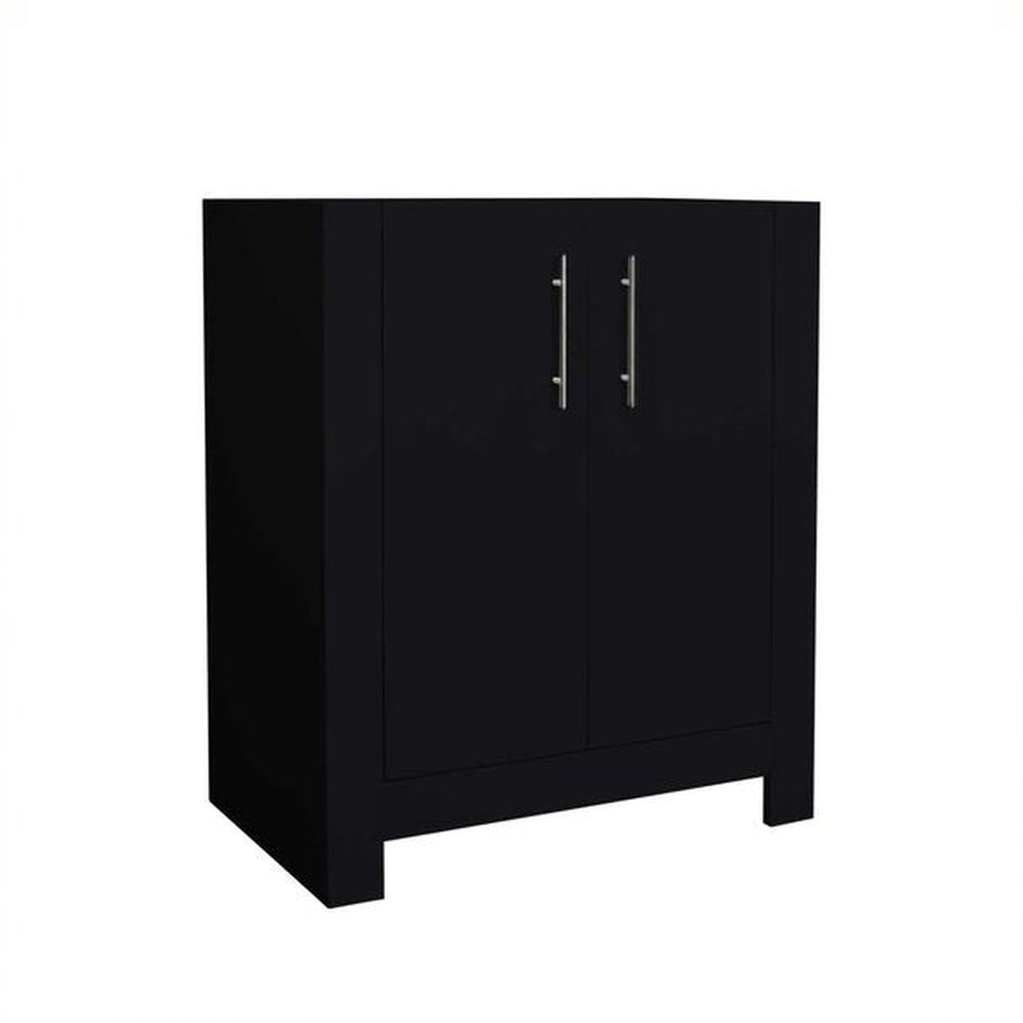 Volpa USA Austin 30" x 19" Glossy Black Modern Freestanding Bathroom Vanity With Brushed Nickel Round Handles