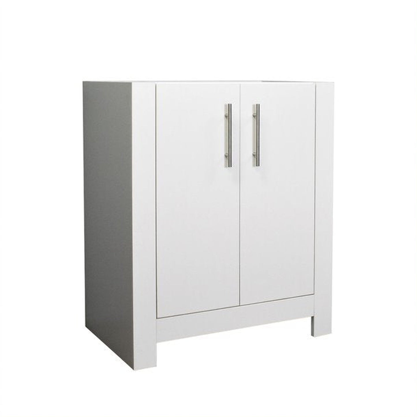 Volpa USA Austin 30" x 19" Glossy White Modern Freestanding Bathroom Vanity With Brushed Nickel Round Handles